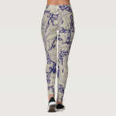 William Morris Wallflower bloemenblauw damast Leggings (Achterkant)