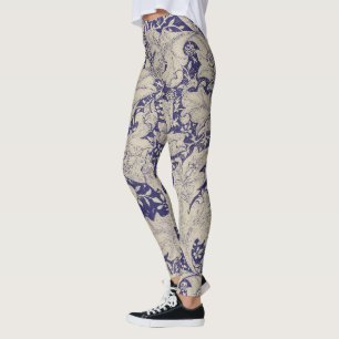William Morris Wallflower bloemenblauw damast Leggings