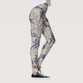 William Morris Wallflower bloemenblauw damast Leggings (Rechts)