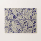 William Morris Wallflower bloemenblauw damast Legpuzzel (Horizontaal)