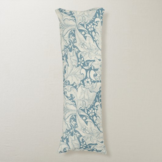 William Morris Wallflower bloemenblauw damast Lichaamskussen (Voorkant Verticaal)