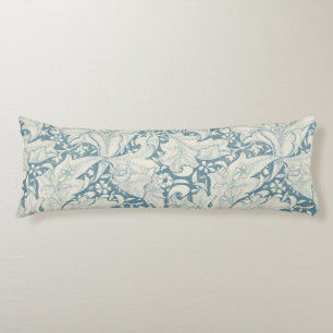 William Morris Wallflower bloemenblauw damast Lichaamskussen