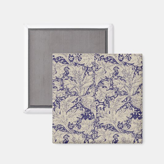 William Morris Wallflower bloemenblauw damast Magneet (Voorkant / Achterkant)