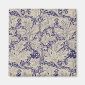 William Morris Wallflower bloemenblauw damast Magneet (Voorkant)