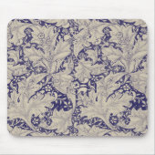 William Morris Wallflower bloemenblauw damast Muismat (Voorkant)