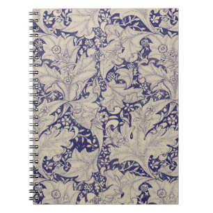 William Morris Wallflower bloemenblauw damast Notitieboek
