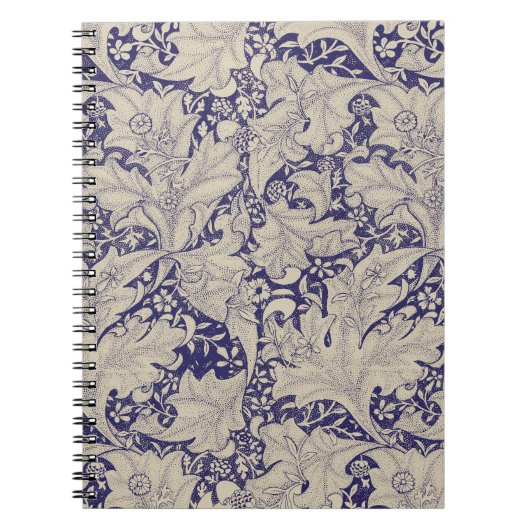 William Morris Wallflower bloemenblauw damast Notitieboek (Voorkant)