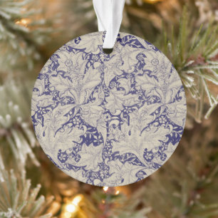 William Morris Wallflower bloemenblauw damast Ornament