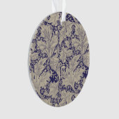 William Morris Wallflower bloemenblauw damast Ornament (voorkant)