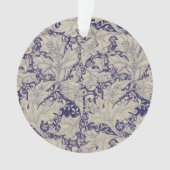 William Morris Wallflower bloemenblauw damast Ornament (voorkant)