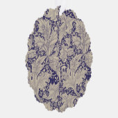 William Morris Wallflower bloemenblauw damast Ornament Kaart (Rechts)