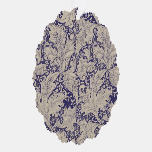 William Morris Wallflower bloemenblauw damast Ornament Kaart (Rechts)