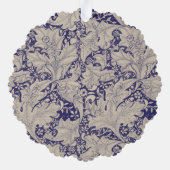 William Morris Wallflower bloemenblauw damast Ornament Kaart (Achterkant)