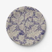 William Morris Wallflower bloemenblauw damast Papieren Bordje (Voorkant)