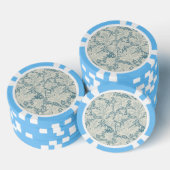 William Morris Wallflower bloemenblauw damast Poker Chips (Opstapeling)