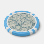 William Morris Wallflower bloemenblauw damast Poker Chips (Enkel)