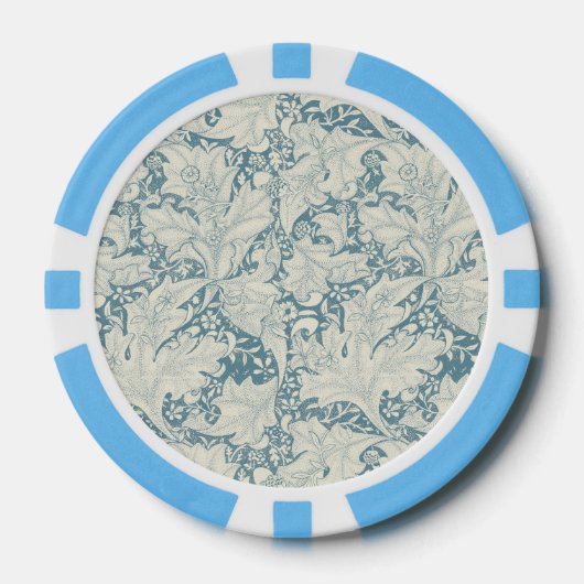 William Morris Wallflower bloemenblauw damast Poker Chips (Voorkant)