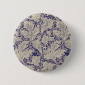 William Morris Wallflower bloemenblauw damast Ronde Button 5,7 Cm (Voorkant)