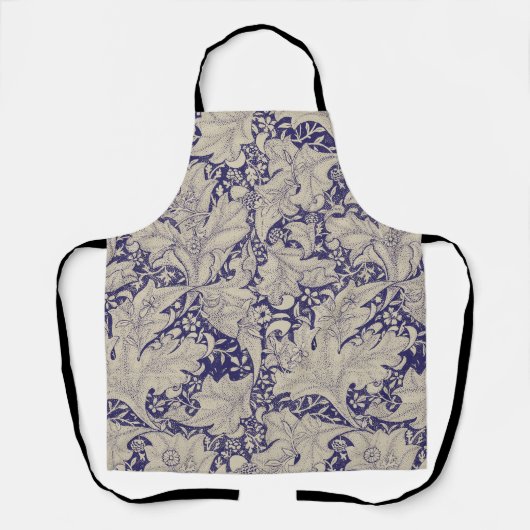 William Morris Wallflower bloemenblauw damast Schort (Voorkant)