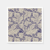 William Morris Wallflower bloemenblauw damast Servet (Voorkant)