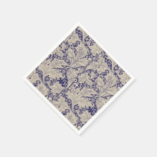 William Morris Wallflower bloemenblauw damast Servet (Hoek)