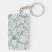 William Morris Wallflower bloemenblauw damast Sleutelhanger (achterkant)