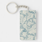 William Morris Wallflower bloemenblauw damast Sleutelhanger (Voorkant)