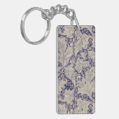 William Morris Wallflower bloemenblauw damast Sleutelhanger (Voorkant Links)
