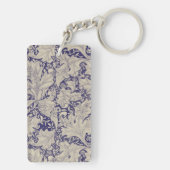 William Morris Wallflower bloemenblauw damast Sleutelhanger (achterkant)