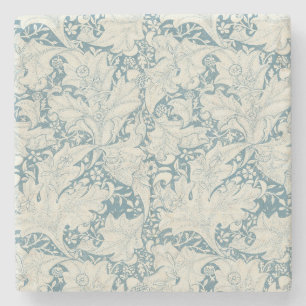 William Morris Wallflower bloemenblauw damast Stenen Onderzetter