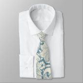 William Morris Wallflower bloemenblauw damast Stropdas (Gebonden)