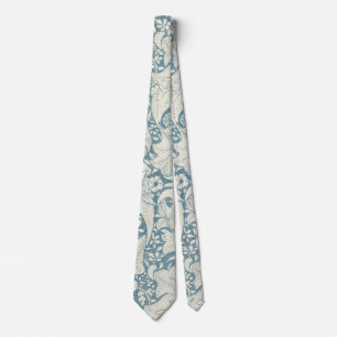 William Morris Wallflower bloemenblauw damast Stropdas