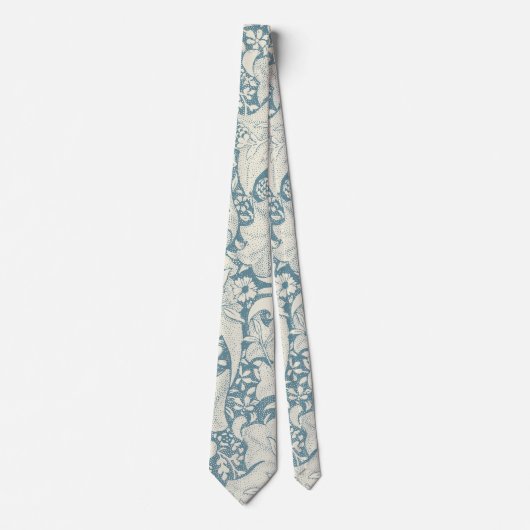 William Morris Wallflower bloemenblauw damast Stropdas (Voorkant)