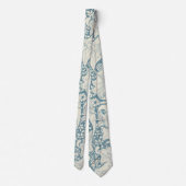 William Morris Wallflower bloemenblauw damast Stropdas (Achterkant)