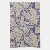 William Morris Wallflower bloemenblauw damast Theedoek (Verticaal)