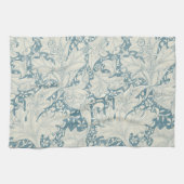 William Morris Wallflower bloemenblauw damast Theedoek (Horizontaal)