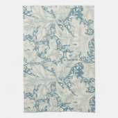 William Morris Wallflower bloemenblauw damast Theedoek (Verticaal)