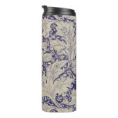 William Morris Wallflower bloemenblauw damast Thermosbeker (Geroteerd rechts)