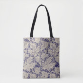William Morris Wallflower bloemenblauw damast Tote Bag (Voorkant)