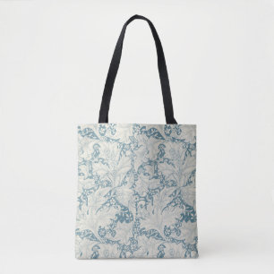 William Morris Wallflower bloemenblauw damast Tote Bag