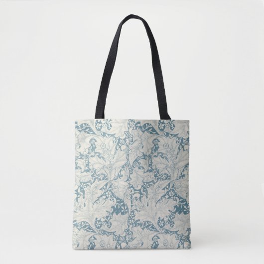 William Morris Wallflower bloemenblauw damast Tote Bag (Voorkant)
