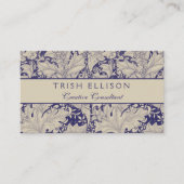 William Morris Wallflower bloemenblauw damast Visitekaartje (Voorkant)