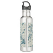 William Morris Wallflower bloemenblauw damast Waterfles (Achterkant)