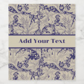 William Morris Wallflower bloemenblauw damast Wijn Etiket (Enkel label)