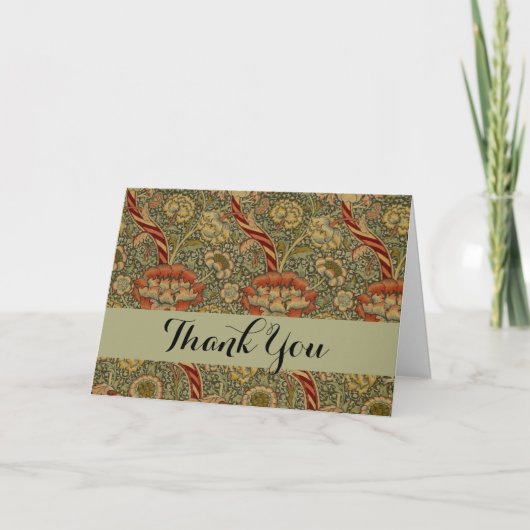 William Morris Wandle Engels Bloemen Damask Design Bedankkaart (Voorkant)