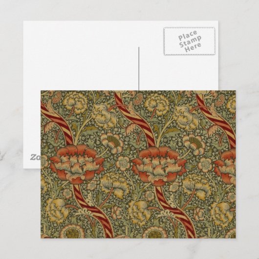 William Morris Wandle Engels Bloemen Damask Design Briefkaart (Voorkant / Achterkant)