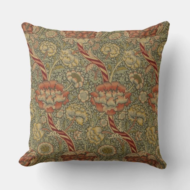 William Morris Wandle Engels Bloemen Damask Design Buitenkussen (Voorkant)