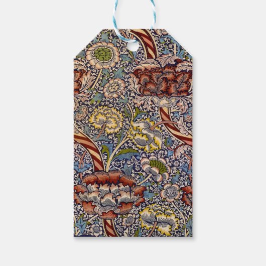 William Morris Wandle Engels Bloemen Damask Design Cadeaulabel (Voorkant)