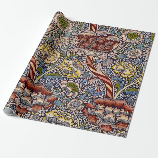 William Morris Wandle Engels Bloemen Damask Design Cadeaupapier (Uitgerold)