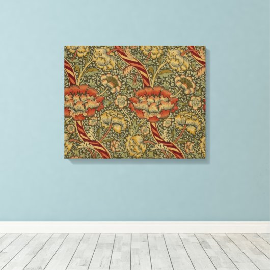 William Morris Wandle Engels Bloemen Damask Design Canvas Afdruk (Insitu (Houten vloer))